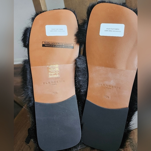 Robert Clergerie Irina Black Faux Fur Sandals Sz 6 - Picture 6 of 8